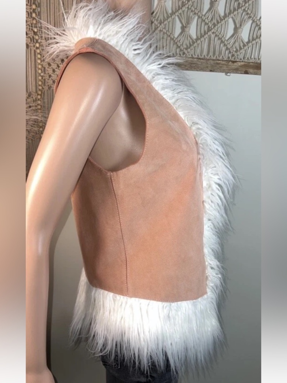 Free People Understated Indigo River Vest Pink XS faux fur - Picture 4 of 16